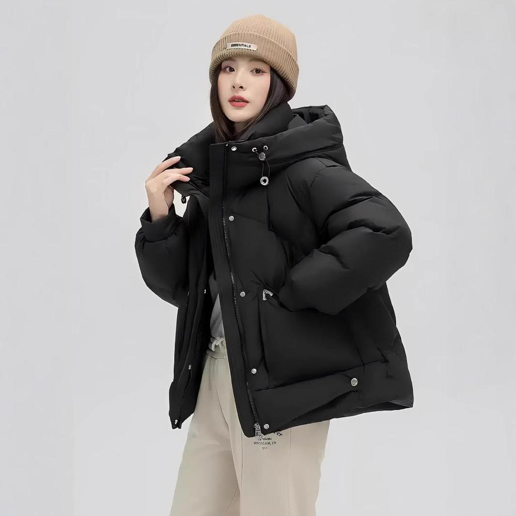 Genuine Clearance Winter White Duck Down Women's Hooded Short Jacket - Small Size Loose Fit
