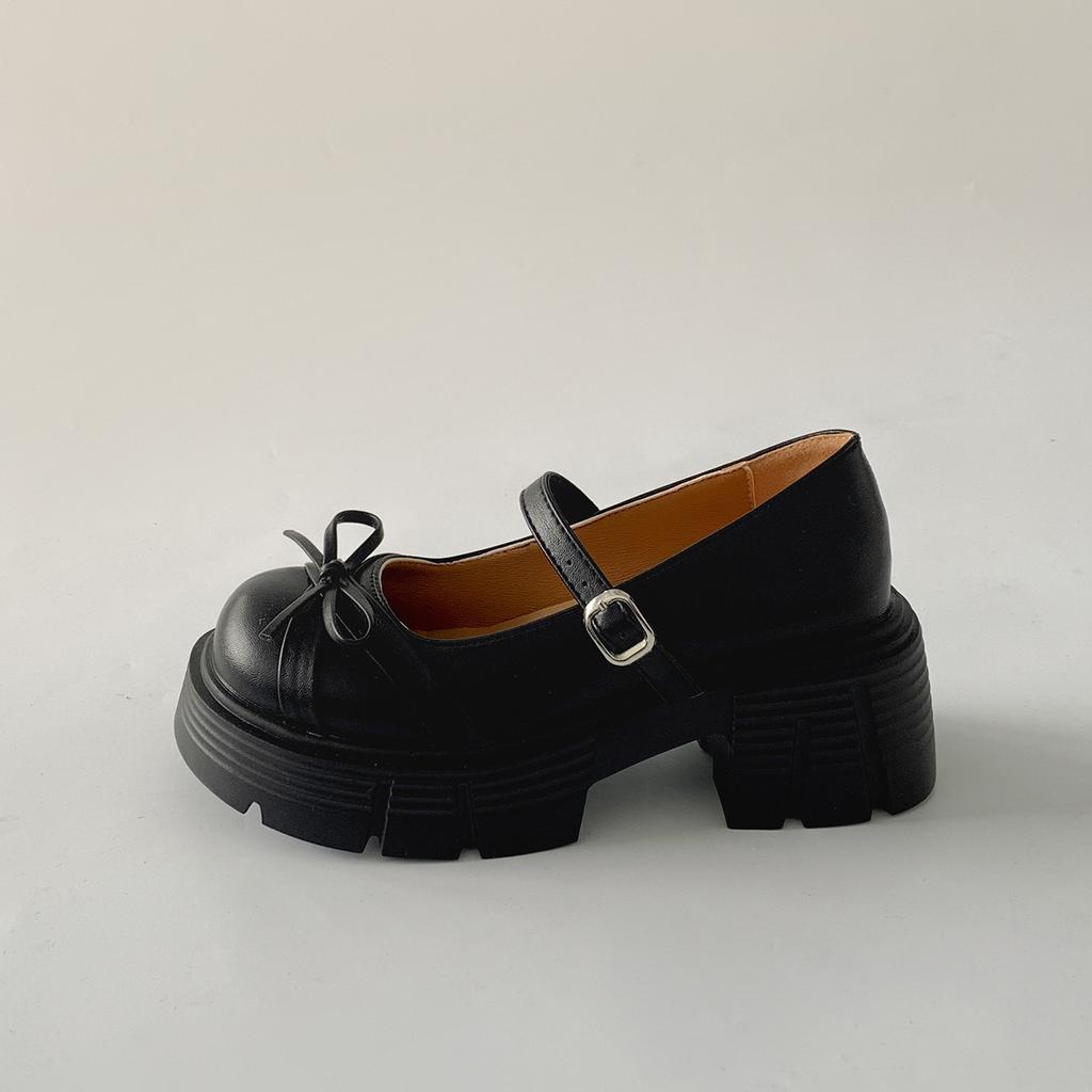 Silver French round head heightening light mouth platform single shoes women's summer 2025 new versatile soft sole Mary Jane small leather shoes