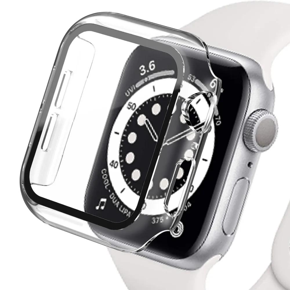 Glass+Matte Watch Cover for Apple Watch Case 45 41 44 40mm 42mm 38mm Bumper+Screen Protector for Iwatch SE 9 8 7 6 5 4 3 2 cover