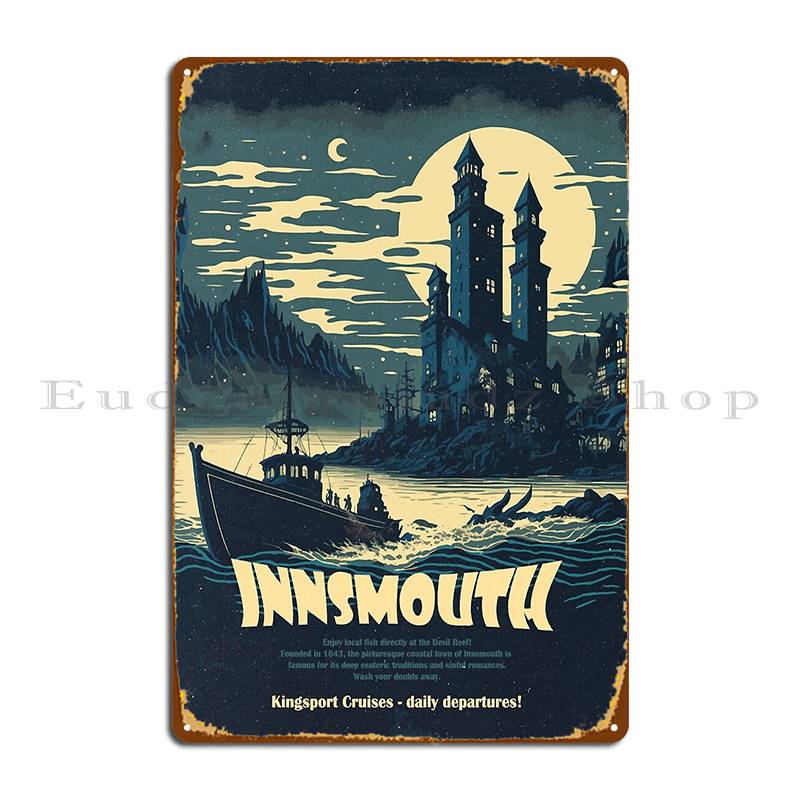 Innsmouth Vintage Travel Advertisment Arkhamtravel Metal Sign Mural Customize Personalized Funny Club Tin Sign Poster