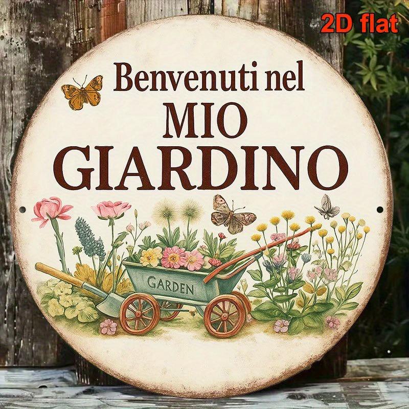 D Flat D Plane D Plane Inch Round French Aluminum Sign Vintage Decorative Sign Content Is Welcome To My Garden