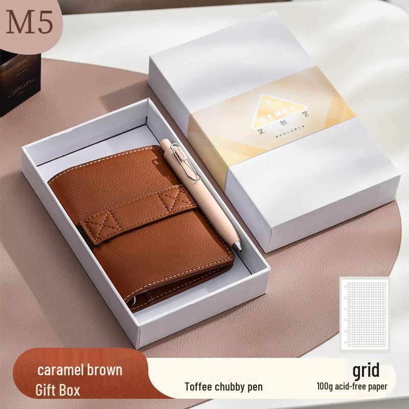Deer & Sheep Grain Leather M5 Ring Binder: Portable, Removable, Minimalist Ins Style Notebook.