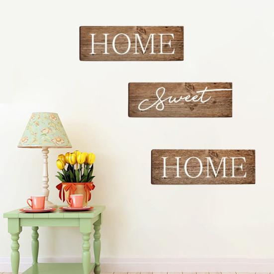 3 Pcs/Set Wooden Home Sweet Home Sign, Rustic Farmhouse Decorative Sign, Vintage Hanging Wall Plaque for Living Room, Bedroom, Kitchen, Front Door