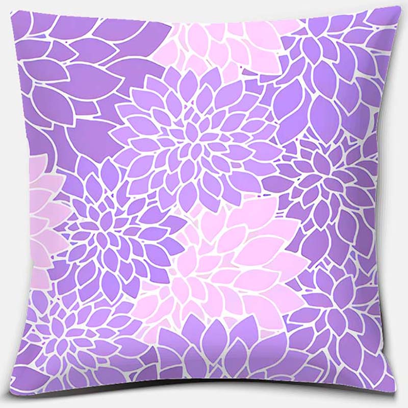 Purple Geometric Flower Text Printing Series Pattern Pillowcase Square Pillowcase Home Office Decoration Pillowcase