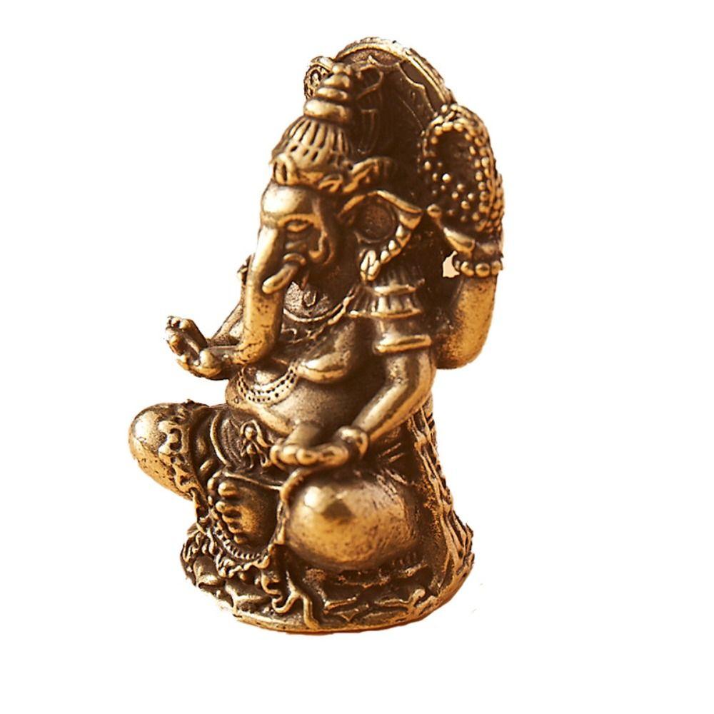 Vintage Ganesha Statue Brass Elephant Hindu God Figurines Elephant God Figure Sculpture  Car