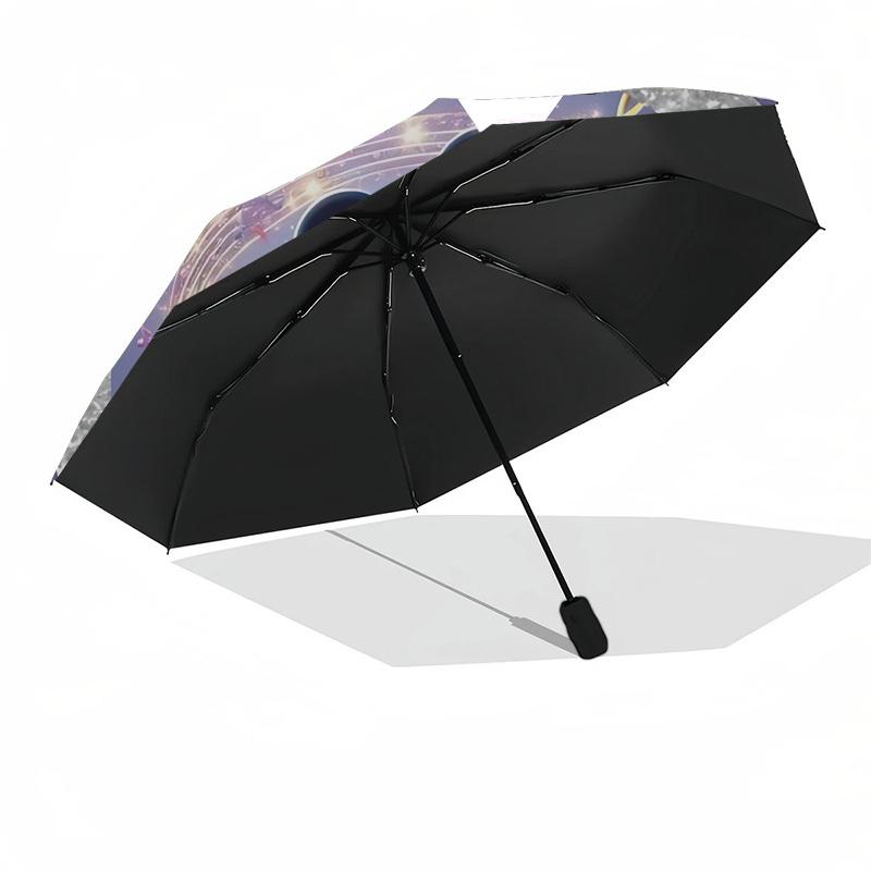 Mickey Mouse, Music Notes Themed Automatic Opening and Closing Umbrella, Brightly Colored 8-rib Portable Umbrella, Suitable for Men and Women, A Perfe