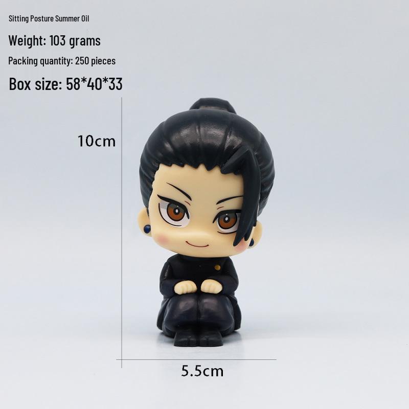 Jujutsu Kaisen Figures: Satoru Gojo, Suguru Geto, Toji Fushiguro Big Head Sitting Pose for Car Dashboard/Desktop Ornament