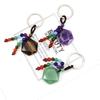 Natural Crystal Stone Hexagram Keychain Pendant Colorful Chakra Beaded Luggage Pendant K44