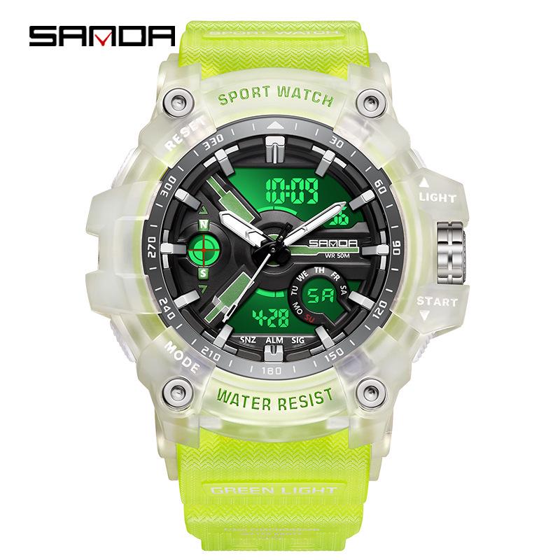 SANDA Jugend Trend Schwarz Tech Multifunktionale Wasserdichte Stoßfeste Herren Elektronische Uhr