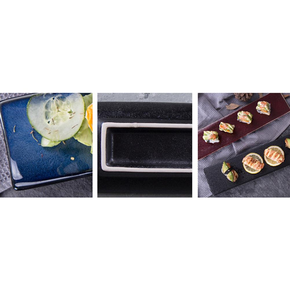 Ceramics Sushi Plate Black Rectangular Serving Tray Practical Dish for Sushi Snack Restaurant Home Sashimi Tray