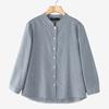ZANZEA Womens Casual Stand Collar Loose 3/4 Sleeve Stripe Blouse