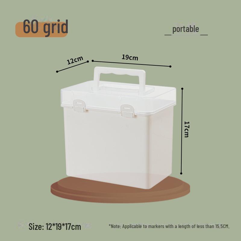 80-Color Portable Marker Pen Storage Box with Transparent Base