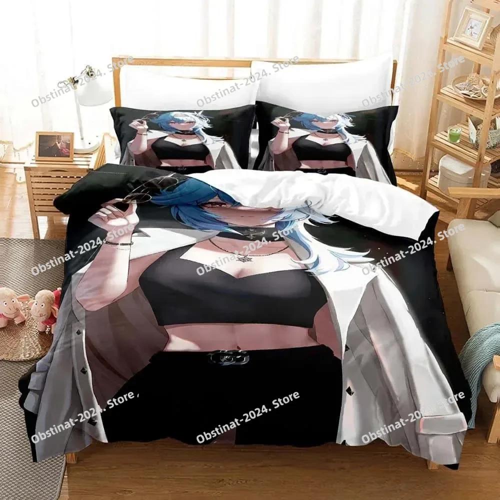 Kawaii Anime Genshin Impact Eula Lawrence Bedding Set Print With Pillowcase Bed Duvet Cover Single Double Queen Super King Size