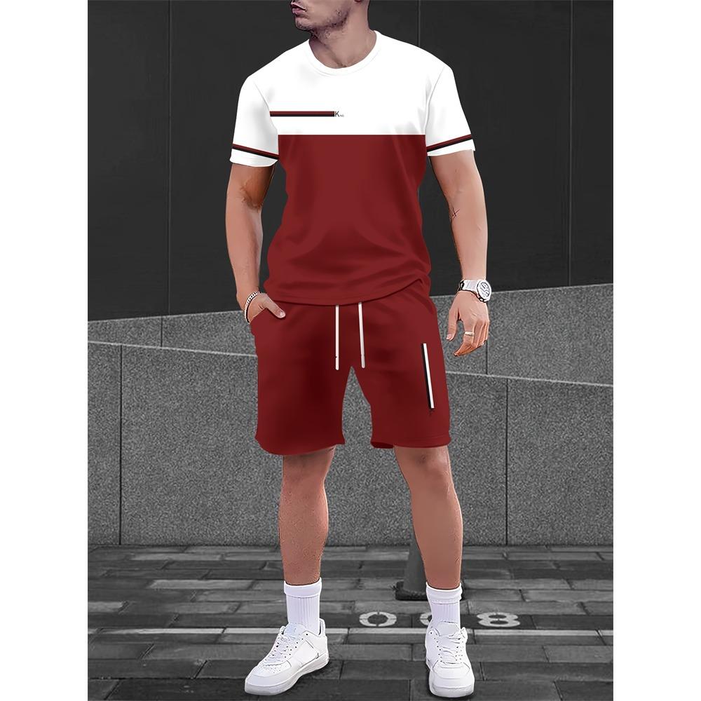 Neue Mode 3D Lustiger Druck Herren Anzug Übergroß Kurzarm Shorts Zweiteiler Herren Sportbekleidung Sommer Freizeit Reise Anzug
