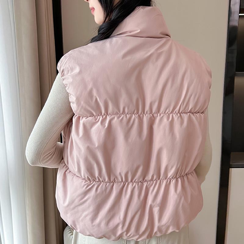 Fashion Winter Short Sleeveless Vest Woman Warm Outerwears Stand Collar Casual Thick Women's Jackets