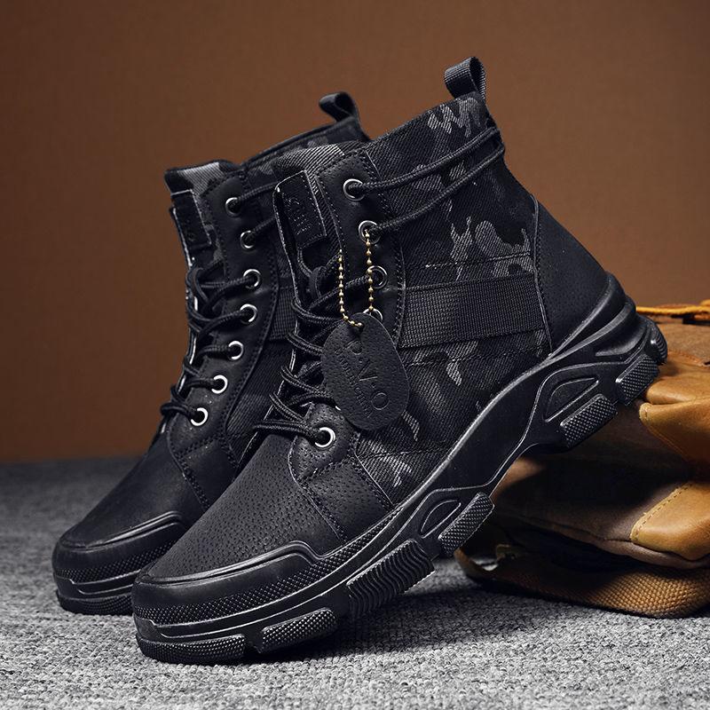 Men's Boots Winter Warm Men Boots Lace Up Camouflage Male Leather Shoes Outdoor Ankle Boot Big Size 39-44 Footwear