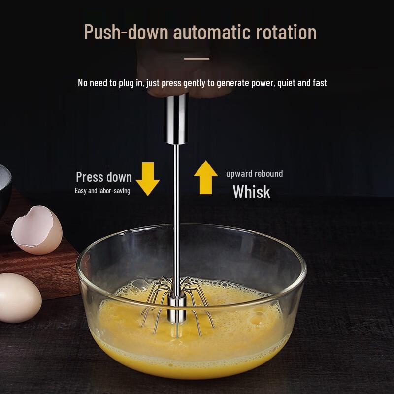 Zhaoran Semi-Automatic Stainless Steel Egg Whisk