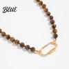 Stylish Retro Necklace Tiger Eye Bead Choker Beaded with Adjustable