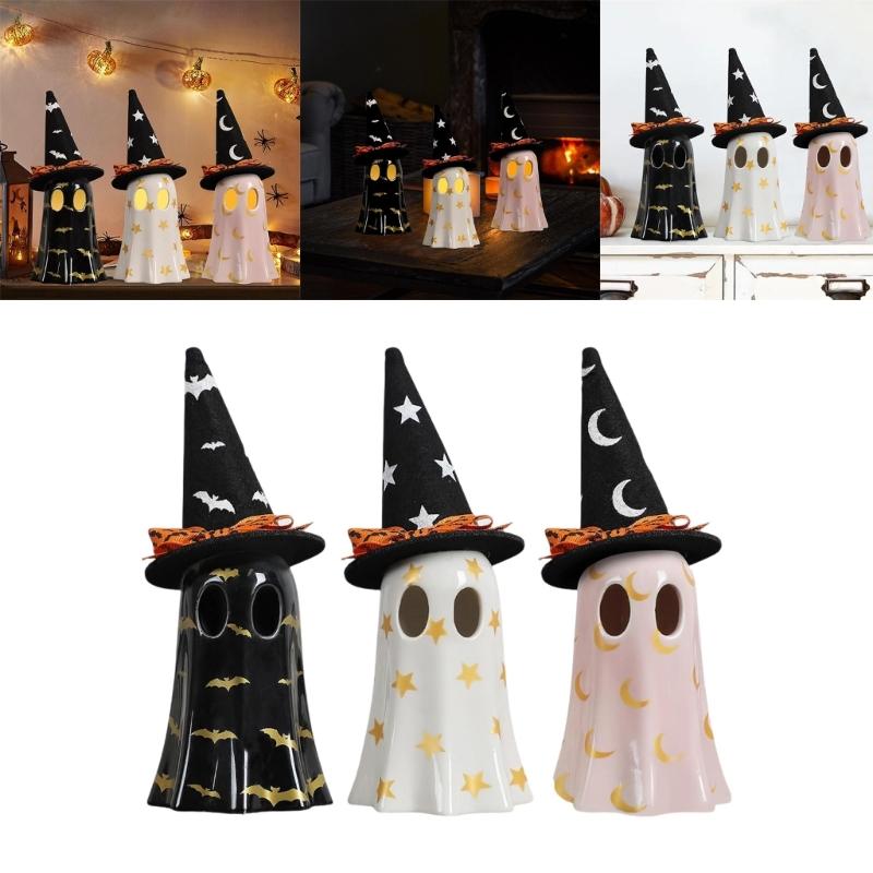 Scary Ghosty Statues Figurines with LED Lights for Front Porch Yard Garden Ghosty Halloween Decor Halloween Decorations