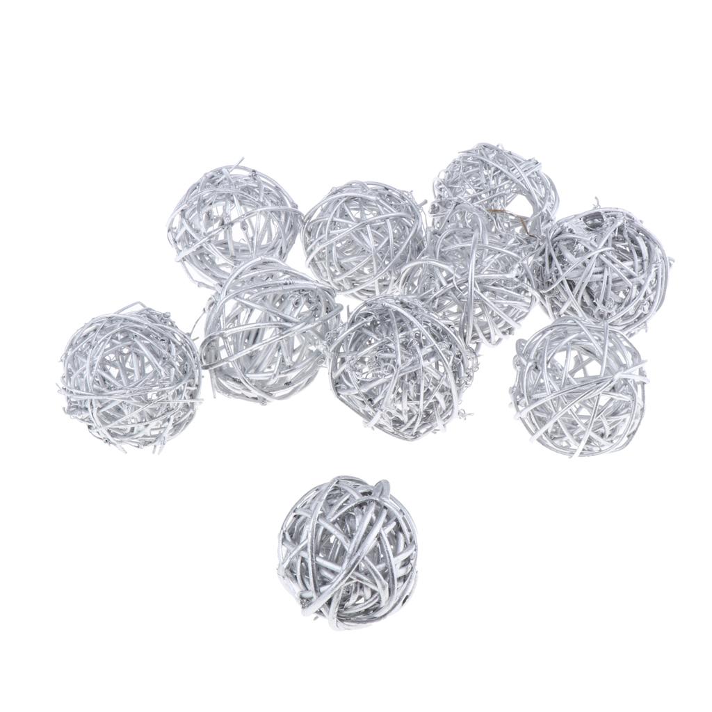 10 Pack Natural Rattan Balls in 3 Colors for DIY Crafts And Decorations