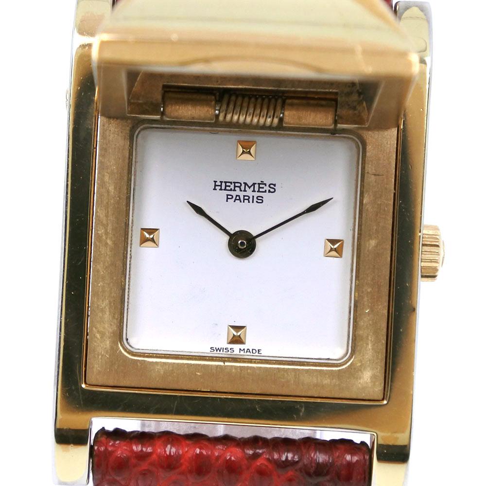

HERMES Medor Watches gold/Red WhiteDial Plated Gold/leather Quartz Analog display Women Used