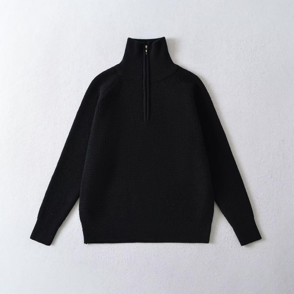 Women's Solid-color Fashionable Long-sleeved Top Sweater