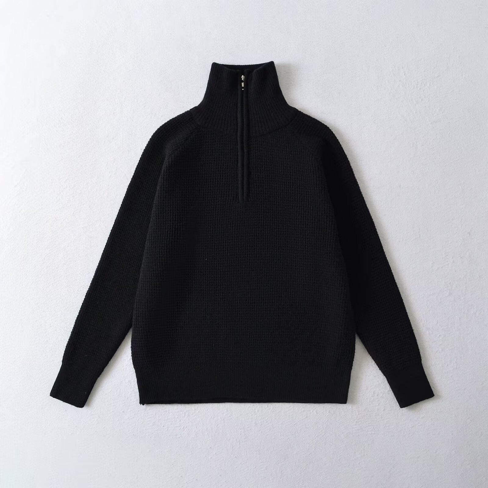 

Женский модный свитер с длинным рукавом однотонной расцветки S чёрный