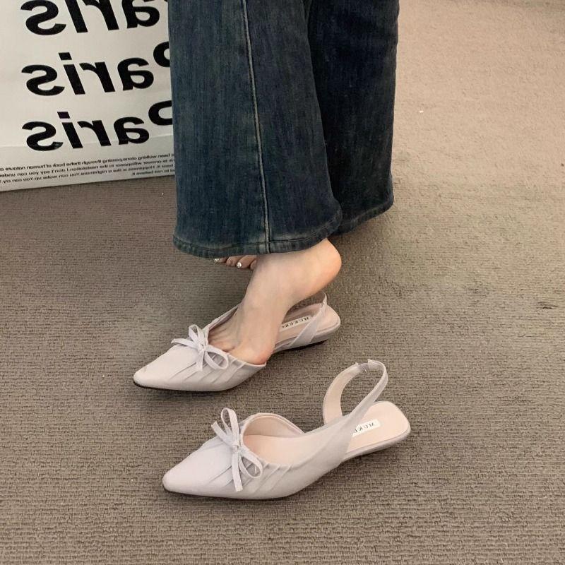 Flat-bottomed work women's fashion sandals 2025 spring new pointed one-word bow leopard print versatile Mary Jane