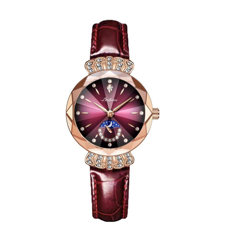Top Brand New Women's Diamond-encrusted Waterproof Steel Band Watch Business Casual Light Luxury Butterfly Buckle Women's Watch