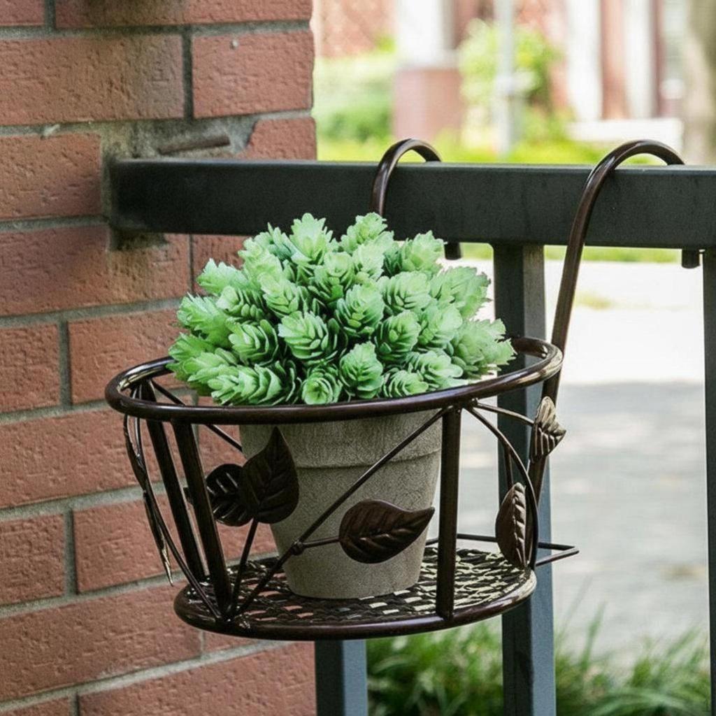Hanging Railing Rack 2Tier Planter Holder SpaceSaving Plant Pot for Apartment