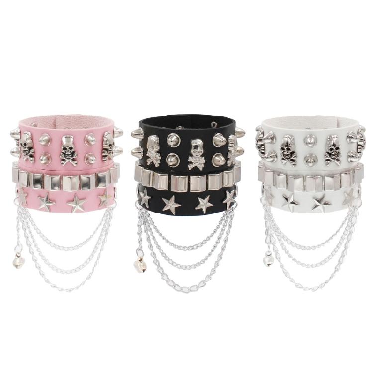 2Piece Skulls Star Multilayered Wristband Hip Hop Streetwear Fans Y2K Bracelet