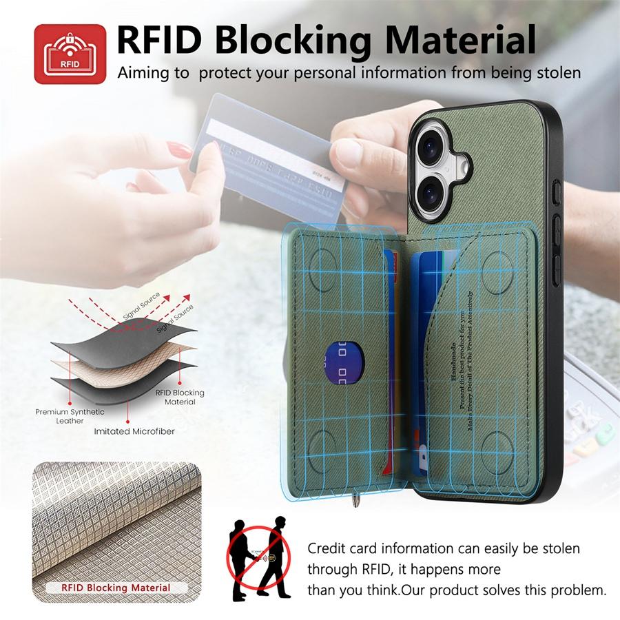 RFID-blokkerende magnetisk telefonveske med kortspor for Samsung S25 Ultra S24 Plus S23 Ultra S22 A13 A14 A15 A16 A56 Cowboy Texture lommebokveske med glidelås