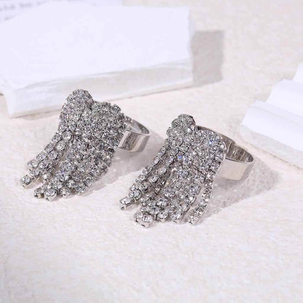 Stainless Steel Zirconia Gem Ring: Adjustable, European and American Style, Holiday Design