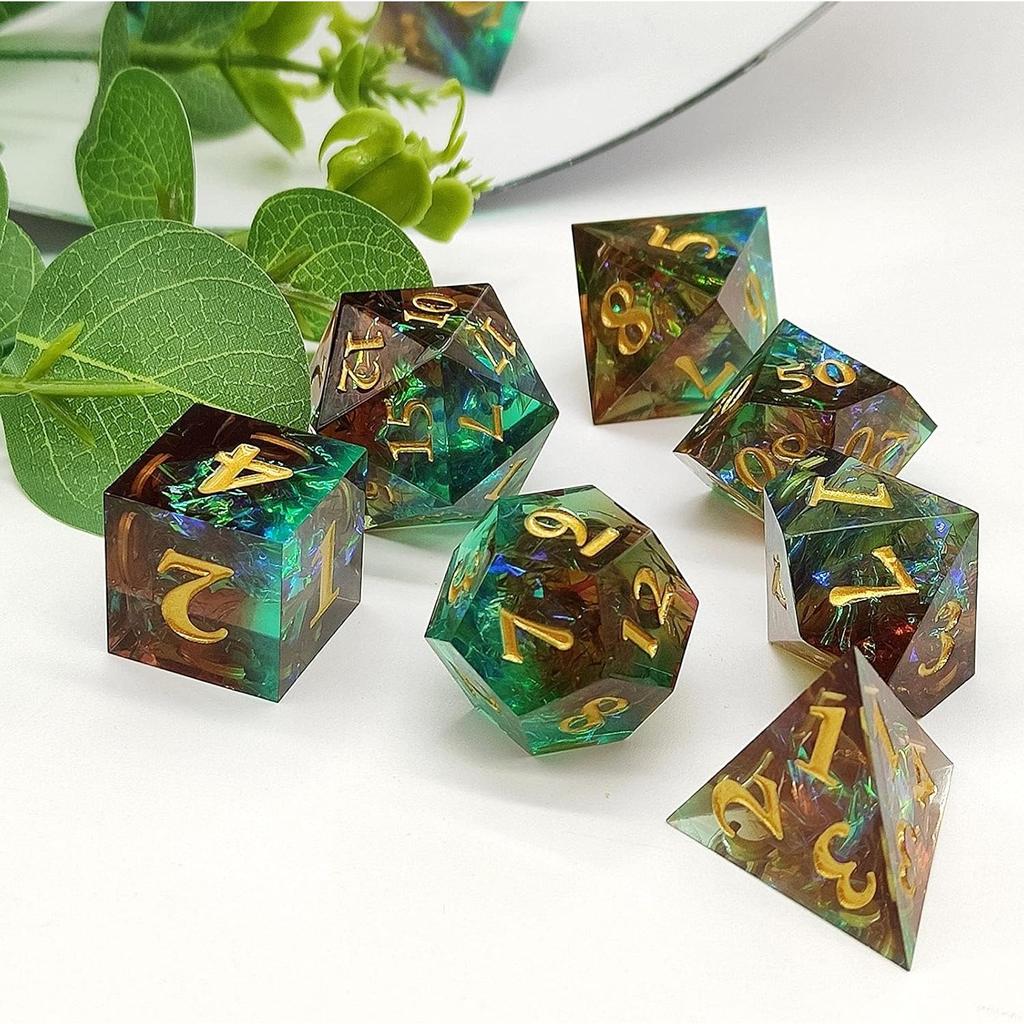 D&D DND Dice Set Dungeons and Dragons Gift RPG MTG D20 Polyhedron Resin Dice Handmade with Sharp Edges Role-Playing Board Game Digital Teaching