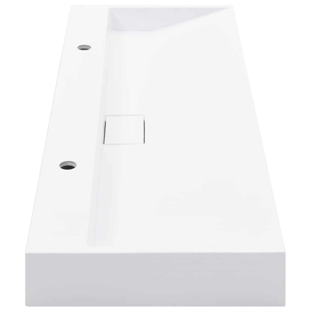 Wash Basin 120 X 46 X 11 Cm Mineral Cast   Marble Cast White