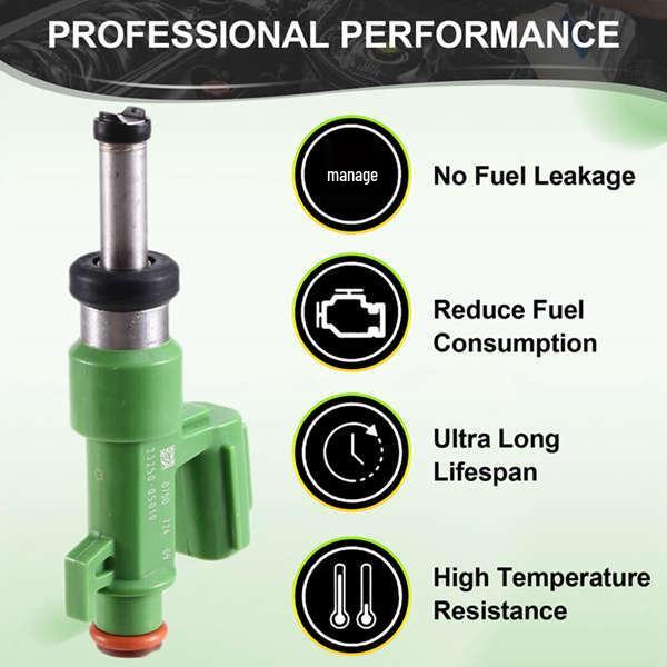 Set of 4 Fuel Injectors 23250-0S010 Compatible with Toyota Tundra