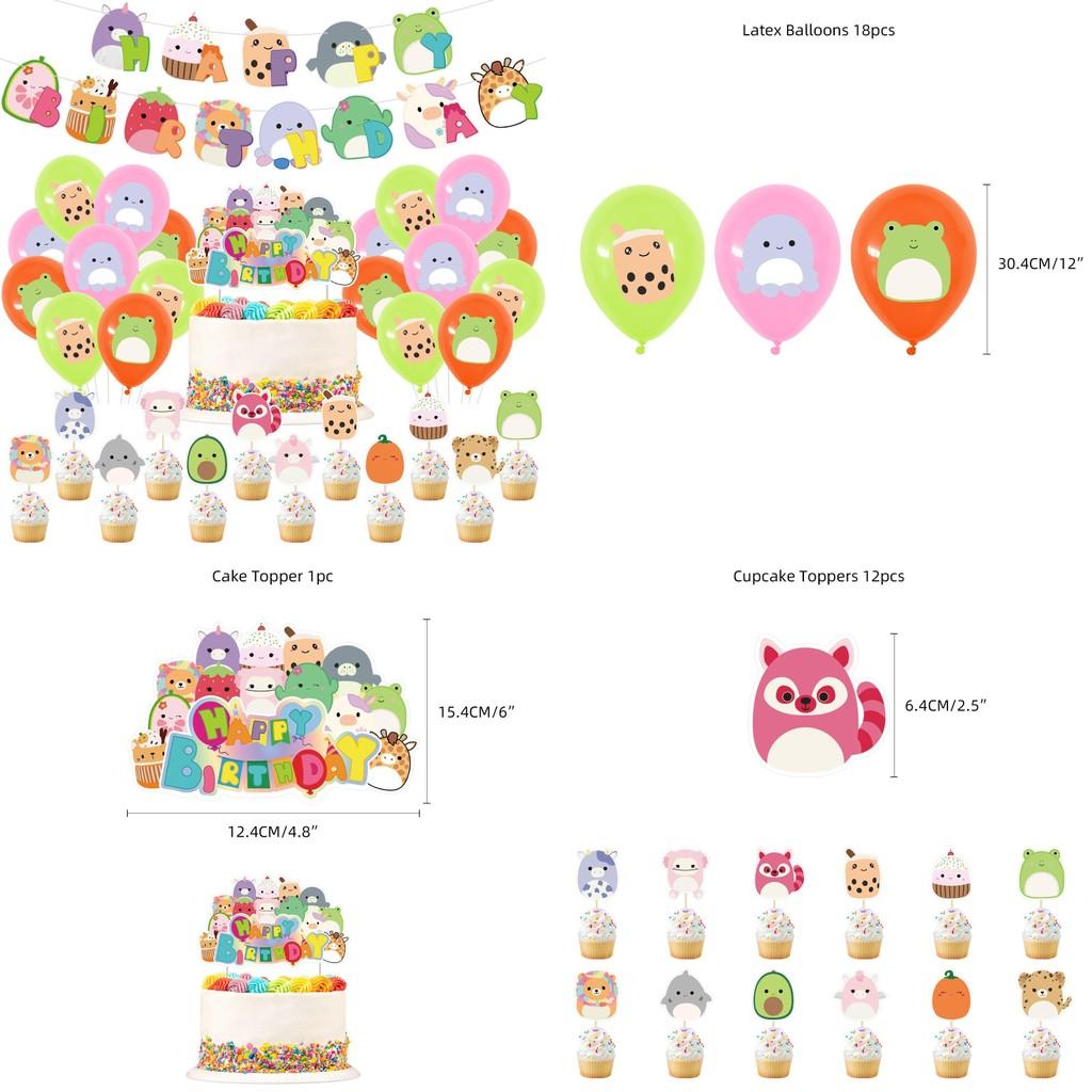 Cute Squishmallows Themed Party Supplies Includes Balloons Cake Topper And Banner