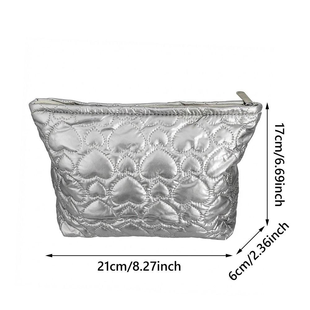 Korean Love Printed Quilted Cosmetic Bag Multifunctional Large Capacity Makeup Bag Waterproof Skincare Products Pouch Travel
