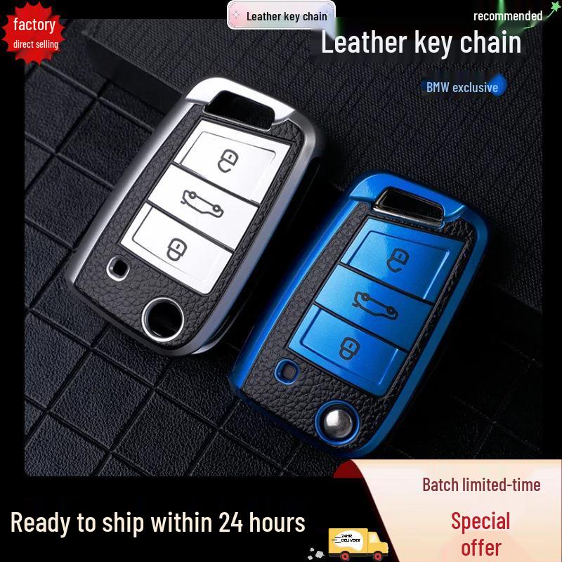 Volkswagen Key Case: Tayron X, T-Roc, Bora, Sagitar, Golf 7, New Magotan B8CC - Leather Pattern Key Bag