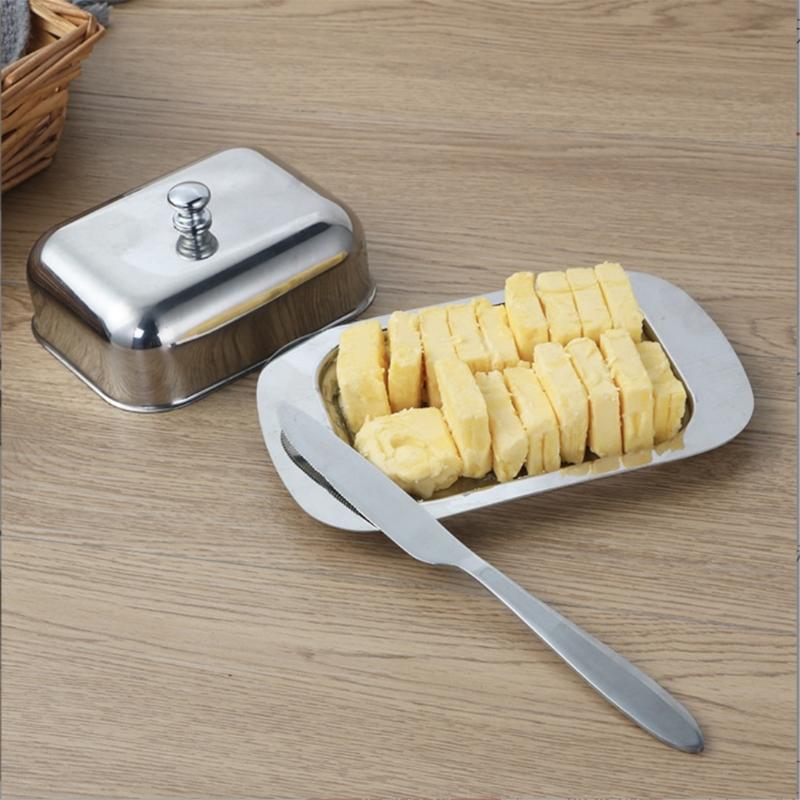 Multipurpose Stainless Steel Cheese And Butter Storage Container Square Design Kitchenwares For Freshness Snacks Baking