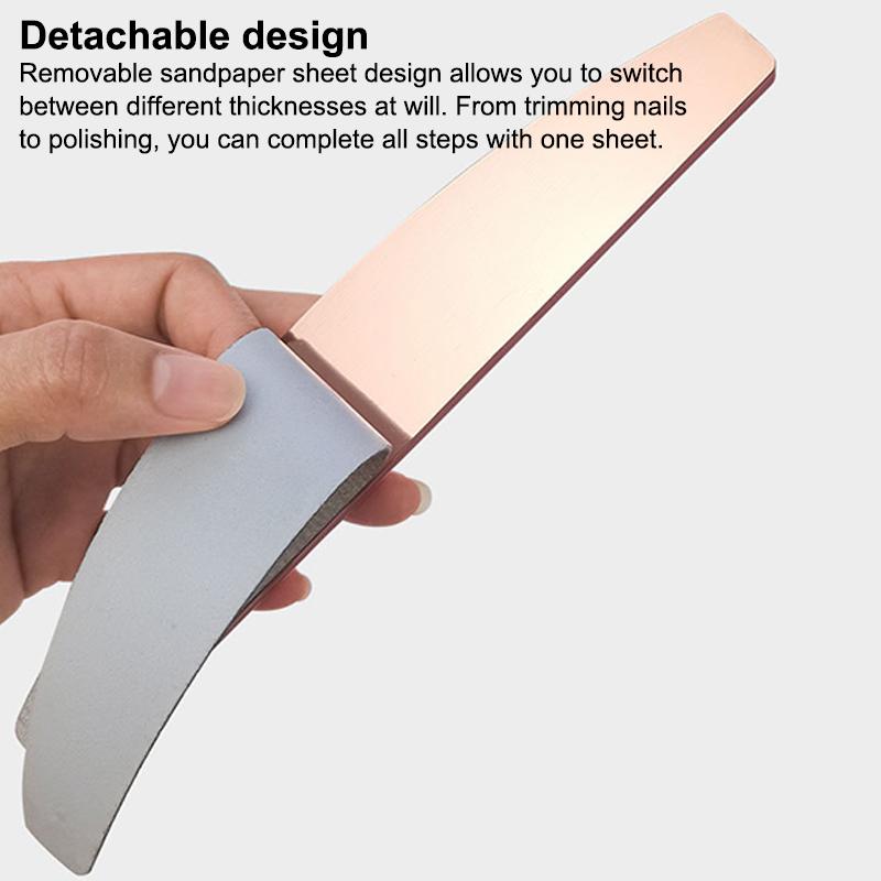 Half Moon Stainless Steel Nail File Base with Disposable Pad Function for Hygienic Professional Quality Home Manicures