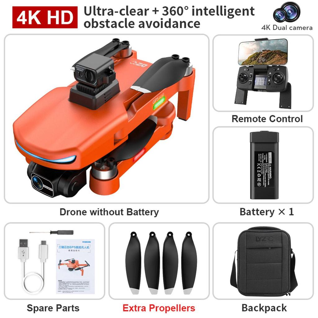 L800 Pro 2 RC Drone GPS 4K 25fps HD  Camera 3-Axis Gimbal Brushless Obstacle Avoidance Portable RC Quadcopter Helicopter