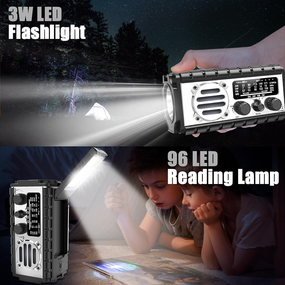 Hand Crank Emergency Radio 20000mAh Solar Radio SW/AM/FM Survival Radio with Flashlight Reading Lamp SOS Alarm