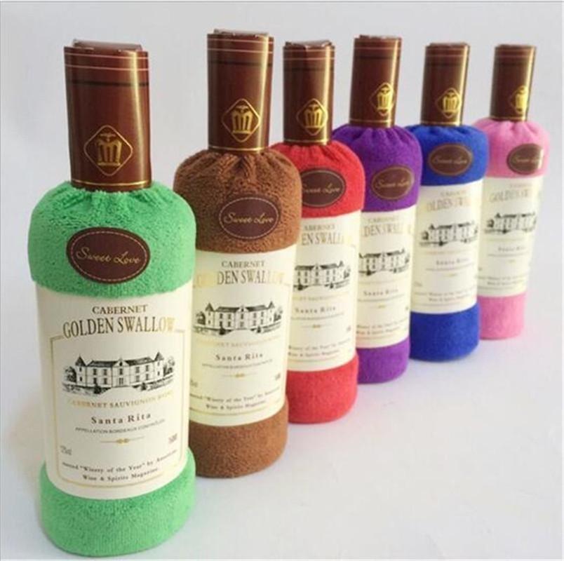 Cadeau Fete Creative Rouge Vin Bouteille Forme Serviette Gateau Mere Bain Visage Main Serviettes Douces Microfber 35 75cm Sl Faire Des Achats En Ligne A Bas Prix Sur Joom