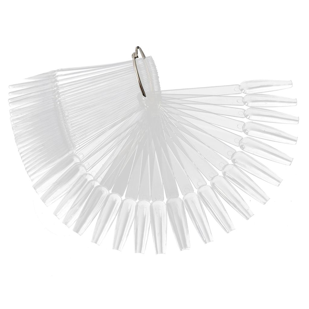 50pcs False Nail Art Tips Sticks Salon Practice Nail Polish Color Card Plates Display Board Transparent