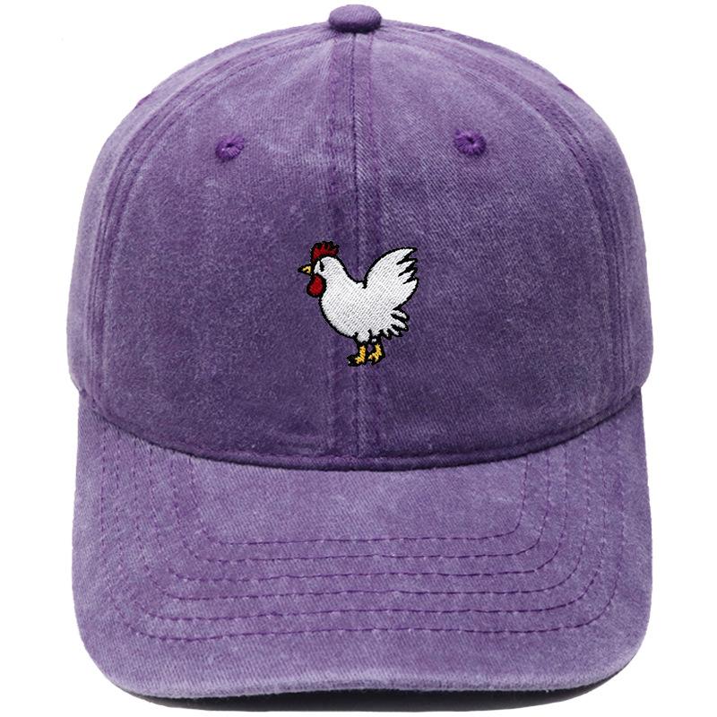 Fun Cock Embroidered Baseball Cap Animal Washed Vintage Daddy Hat Men's and Women's Casual Outdoor Sun Hat