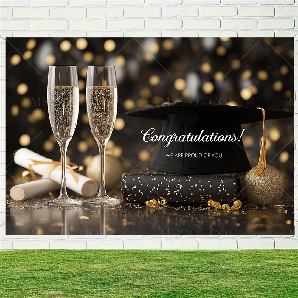 Graduate Themed Banner Customized Student Outdoor Garden Party Decorations Provided Portrait Photography Background Studio Props