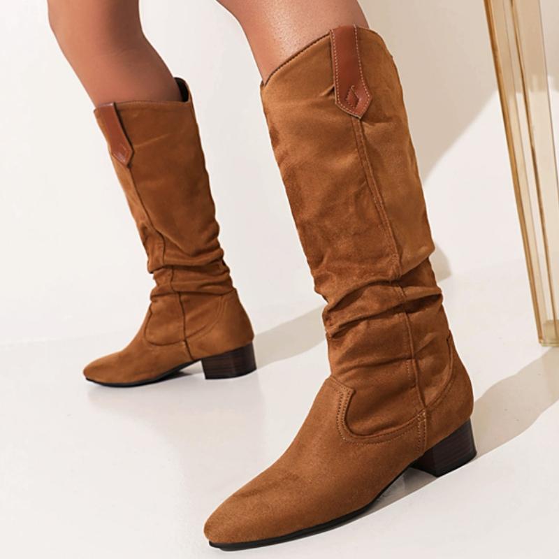 Autumn Winter Knee High Boots Women Black Brown Suede Women's High Boot Casual Low Heels Fashion Long Party Shoes Lady Big Size