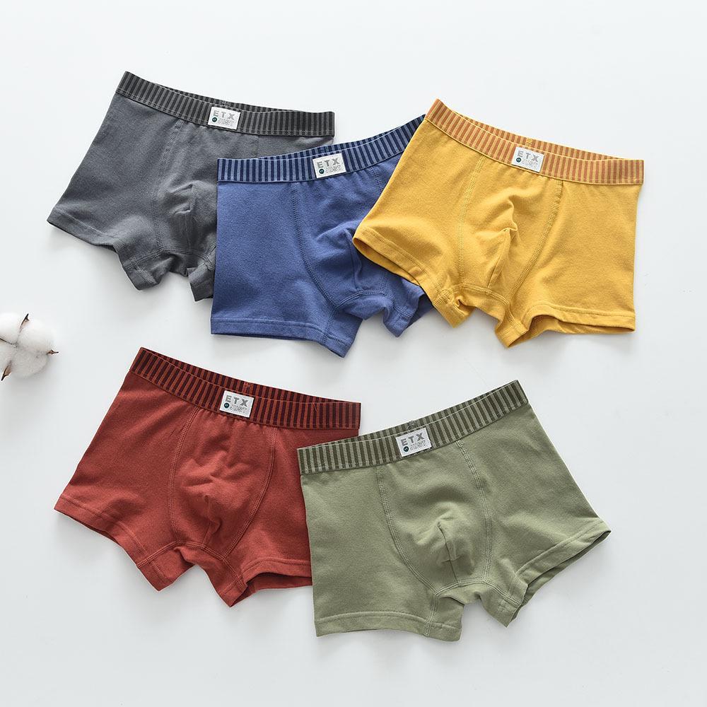 ETX Boys' Mid-Waist Boxer Briefs - Class A, Solid Color, Baby To Big Kids, Comfortable Four-Corner Shorts