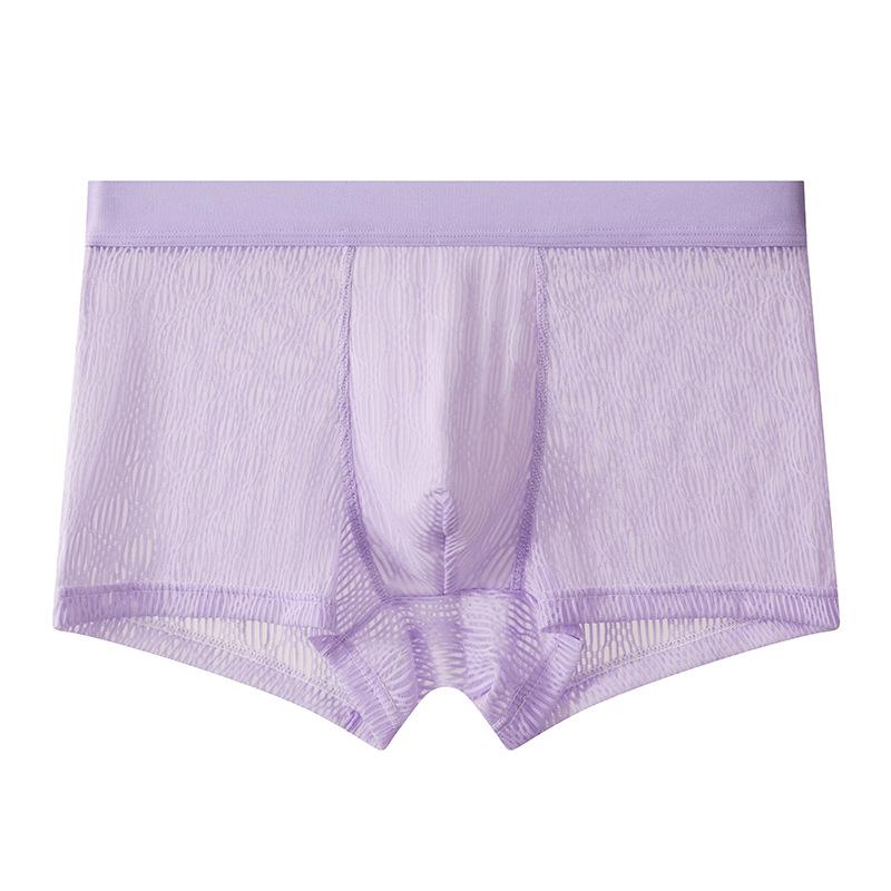 Men's Summer Thin Personality Lace Mesh Ice Silk Breathable Cool Quick Dry Flat Angle Underwear